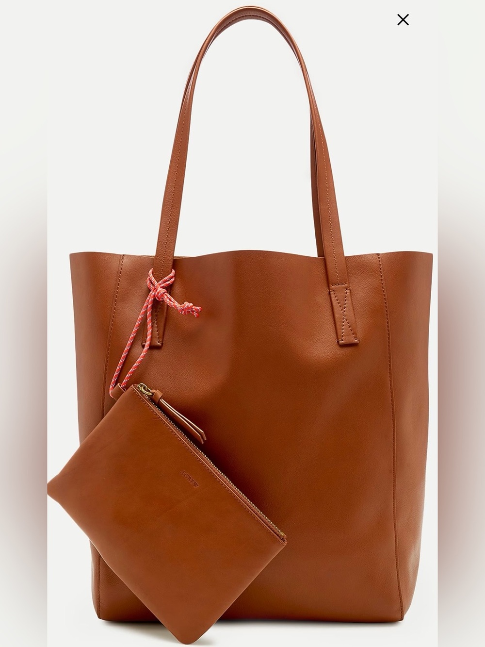 NWT J Crew Carryall Tote Leather Bag with Pouch